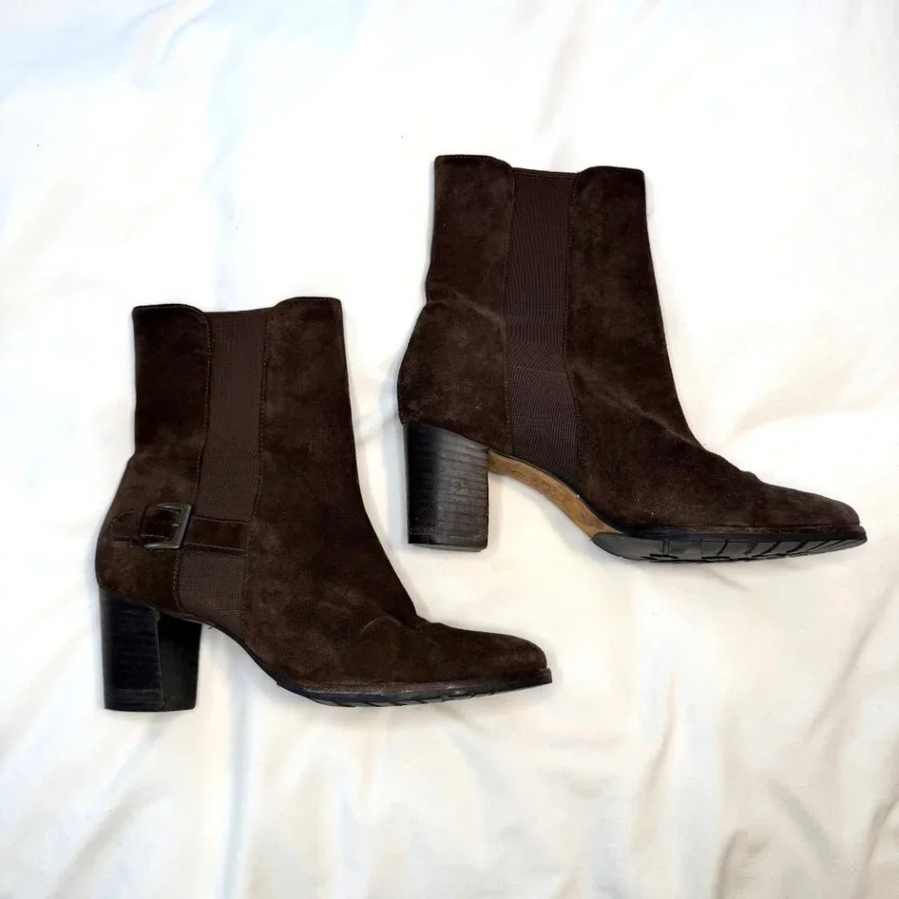 Cole Haan Callan Suede Dark Chocolate Brown Short Ankle Boot - 8